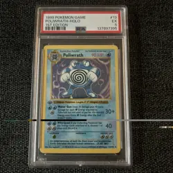 1999 POKEMON BASE SET 1ST EDITION #13 POLIWRATH HOLO PSA 5 Shadowless - Image 1