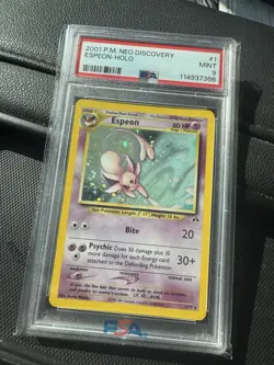 Psa 9 Espeon Neo Discovery Holo Rare Pokemon Card 1/75 Crack And Get A 10! - Image 1