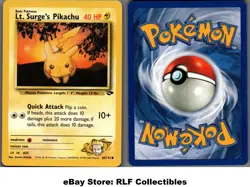 2000 Pokemon, Gym Challenge, #84/132 Lt. Surge's Pikachu, Common - Image 1