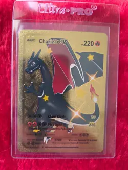 Pokemon Charizard V Gold Foil Fan Art Collector Card - Black - 79/73 - 220 HP - Image 1
