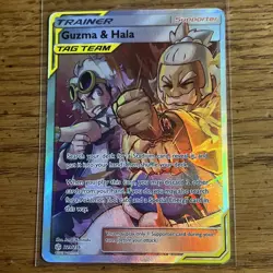 Pokemon Guzma Hala Cosmic Eclipse TCG Full Art Holo Card 229/236 - Image 1