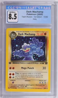 Dark Machamp CGC 8.5 1st Edition Team Rocket Holo 10/82 Pokemon Card Rare 2000 - Image 1