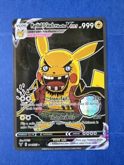 Pikachu Cosplay Marshall D Teach One Piece Pokemon Custom Fan Art Card Holo - Image 1