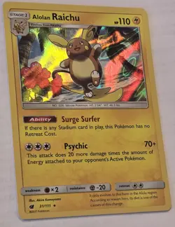 Alolan Raichu 31/111 - Holo Rare - Sun and Moon Pokemon Card - 2017 - Image 2