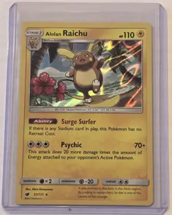 Alolan Raichu 31/111 - Holo Rare - Sun and Moon Pokemon Card - 2017 - Image 3