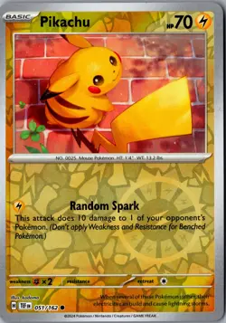Pikachu Reverse Holo 051/162 Common TEF SV05: Temporal Forces LP Pokemon Card - Image 1