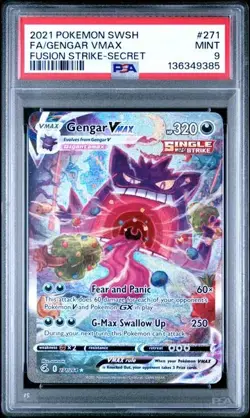 Gengar VMAX Alt Art #271 Secret Rare SWSH: Fusion Strike Pokemon TCG PSA 9 MINT - Image 1