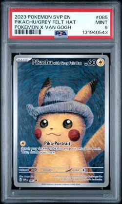 Pokemon PSA 9 Pikachu with Grey Felt Hat SVP 085 Pokemon X Van Gogh Promo #8317 - Image 1
