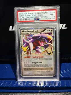 PSA MINT 9 - 2021 POKEMON CELEBRATIONS SUPREME VICTORS 145 GARCHOMP C LV X HOLO - Image 1