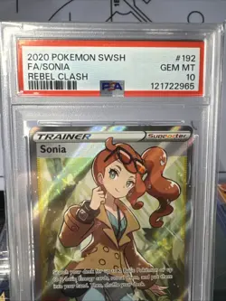 2020 POKEMON SWSH #192 FA / SONIA *REBEL CLASH PSA 10 GEM MINT* - Image 3