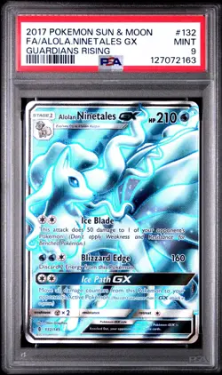 Pokemon Card: Alolan Ninetales GX Full Art 132/145 - Guardians Rising - PSA 9 - Image 1