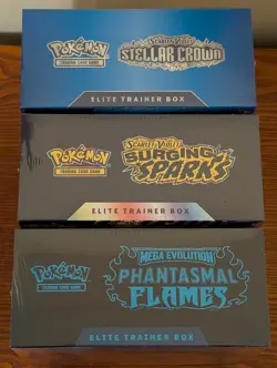 Pokemon Elite Trainer Box Bundle of 3 Surging Sparks Phantasmal & Stellar New - Image 2