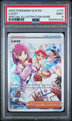 LUCKY PSA 9 MINT Lacey 172/142 POKEMON Stellar Crown **CUTE TRAINER ART** - Image 1