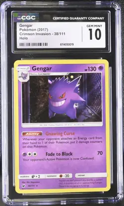 2017 Pokemon SM Crimson Invasion Gengar Holo 38/111 CGC 10 Gem Mint - Image 1