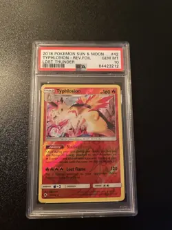 POKEMON TYPHLOSION 42/214 LOST THUNDER REVERSE HOLO RARE PSA 10 42/214 POP 10 - Image 1