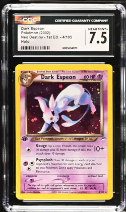 POKEMON CGC 7.5 Dark Espeon 4/105 2002 Neo Destiny - 1st Edition Rare Holo *4073 - Image 1