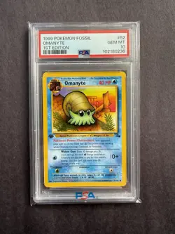 1999 POKEMON FOSSIL 1ST ED #52 OMANYTE PSA 10 - Image 1