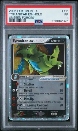 PSA 1 Tyranitar EX Unseen Forces #111 Holo Foil 2005 Pokemon PR - Image 1