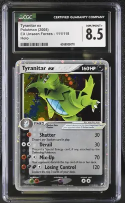 CGC 8.5 Tyranitar ex 2005 EX Unseen Forces 111/115 Holo Pokemon Card - Image 1