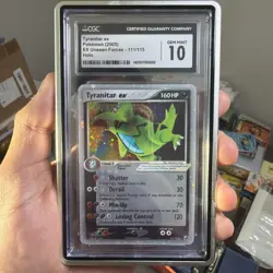 Pokemon Tyranitar EX #111 EX Unseen Forces CGC 10 Gem Mint W/Graded Guard Pop 10 - Image 1