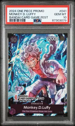 2024 ONE PIECE PROMOS 041 MONKEY D. LUFFY BANDAI CARD GAME FEST PSA 10 ENGLISH - Image 1