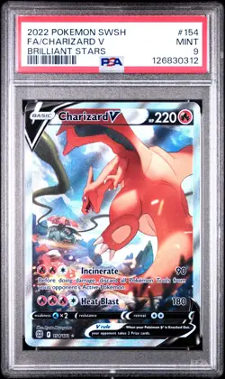 Charizard V Alt Full Art 154/172 Pokemon Cards Brilliant Stars PSA 9 MINT - Image 1