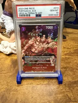 OP02-013 Portgas D. Ace Alternative Art One Piece TCG, PSA 10 - Image 1