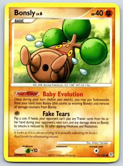 Bonsly - Diamond and Pearl 71/130 Pokemon Card LP - Image 1