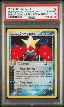 2004 Pokemon EX TM vs TA Aqua's Crawdaunt Holo 2/95 PSA 8 NM-MT 75999878 Swirl - Image 1