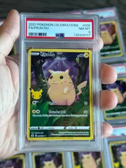 LOT OF 12 MIXED PSA - 2021 POKEMON CELEBRATIONS #005 FULL ART/PIKACHU PSA 8/7/6 - Image 2