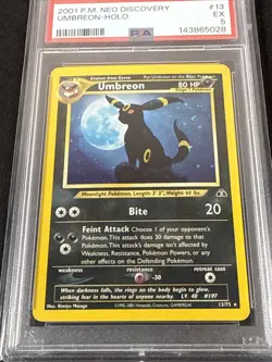 2001 POKEMON NEO DISCOVERY # 13/75 UMBREON HOLO - PSA 5 - - Image 2
