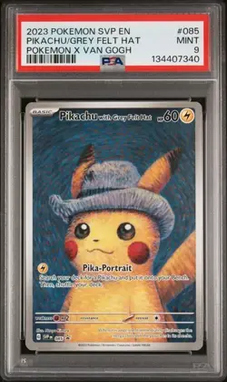 Pokemon PSA 9 Pikachu with Grey Felt Hat SVP 085 Pokemon X Van Gogh Promo - Image 1