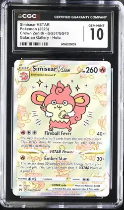 2023 Pokemon Crown Zenith Simisear VSTAR / CGC 10 #GG37/GG70 - Image 1