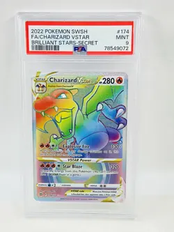 2022 Pokemon SWSH Charizard VSTAR FA Brilliant Stars Secret #174 PSA 9 - Image 1
