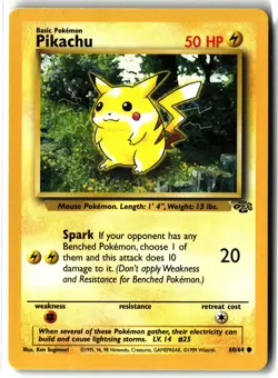 Pikachu ⭐ 60/64 Holo Common Jungle 1999 Pokemon NM - Image 1