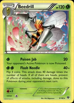 Pokemon Beedrill 5/146 XY Base Set Non Holo Rare LP - Image 1