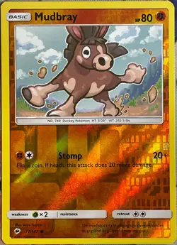Mudbray Reverse Holo - 77/147 - Burning Shadows Pokemon 2017 - Image 1