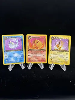 Dark Vaporeon Jolteon & Flareon 1st Edition Team Rocket 2000 Pokemon LP ⚡💦 🔥 - Image 1