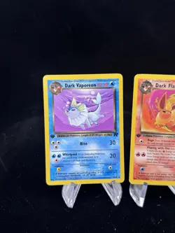 Dark Vaporeon Jolteon & Flareon 1st Edition Team Rocket 2000 Pokemon LP ⚡💦 🔥 - Image 2