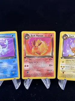 Dark Vaporeon Jolteon & Flareon 1st Edition Team Rocket 2000 Pokemon LP ⚡💦 🔥 - Image 3