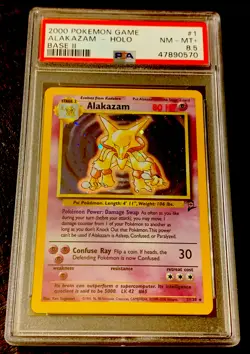 2000 POKEMON BASE SET 2 ALAKAZAM #1 HOLO PSA 8.5 NM/MT+ FRESHLY GRADED-RARE! - Image 1