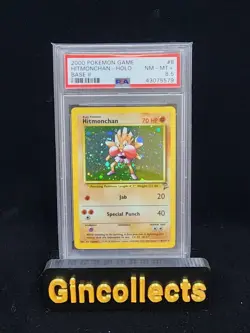 2000 Pokemon Base Set 2 Hitmonchan Holo #8 PSA 8.5 - Image 1