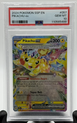 Pokemon 2024 Surging Sparks Pikachu ex 57/191 PSA 10 - Image 1