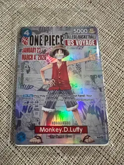 One Piece Monkey D. Luffy US Voyage College Basketball Card 1/27 IN HAND - Image 1