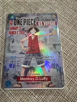 One Piece Monkey D. Luffy US Voyage College Basketball Card 1/27 IN HAND - Image 2