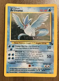 Articuno Pokemon Card Holographic fossil 2/62 1995 - Image 2