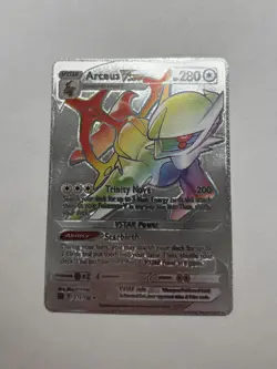 Rainbow Arceus Vstar Silver Foil Fan Art Textured Display Card NM - Image 1