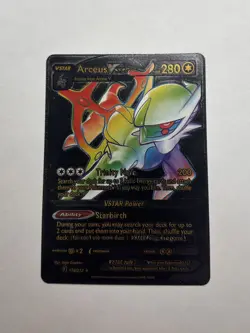 Rainbow Arceus Vstar Black Foil Fan Art Textured Display Card NM - Image 1