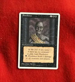 Magic The Gathering Pestilence Enchantment Black with White Border - Image 1