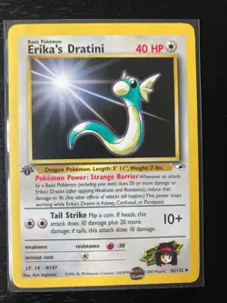 Pokemon Gym Heroes Non-Holo RARE 1st Edition Erika's Dratini 42/132 EX/NM - Image 1